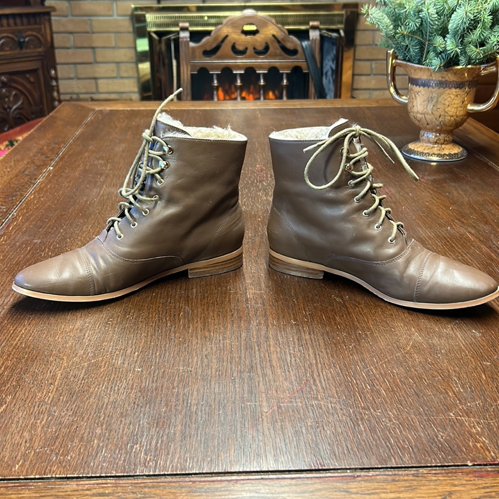 Pilar Abril Leather Fur Boots 8.5